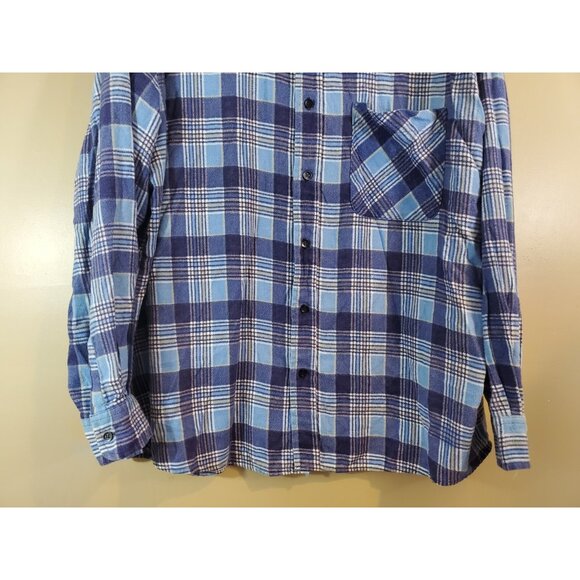 Men's Vtg Y2K Grunge Premier Blue Flannel Shacket, Sz XL - Picture 2 of 11